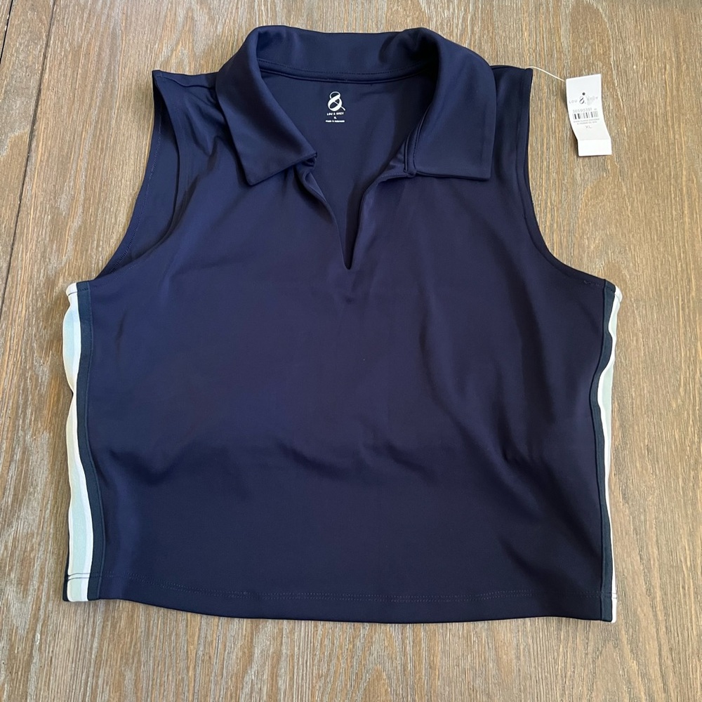Lou & Grey Blue Sleeveless Polo Muscle Tee